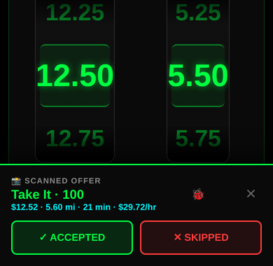 Rafiant IQ scoring a $12.52 offer as Take It, 100, at $29.72 per hour